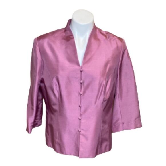 Adrianna Papell petites NWT pink silk 3/4 sleeve evening jacket size 14P - Picture 1 of 16